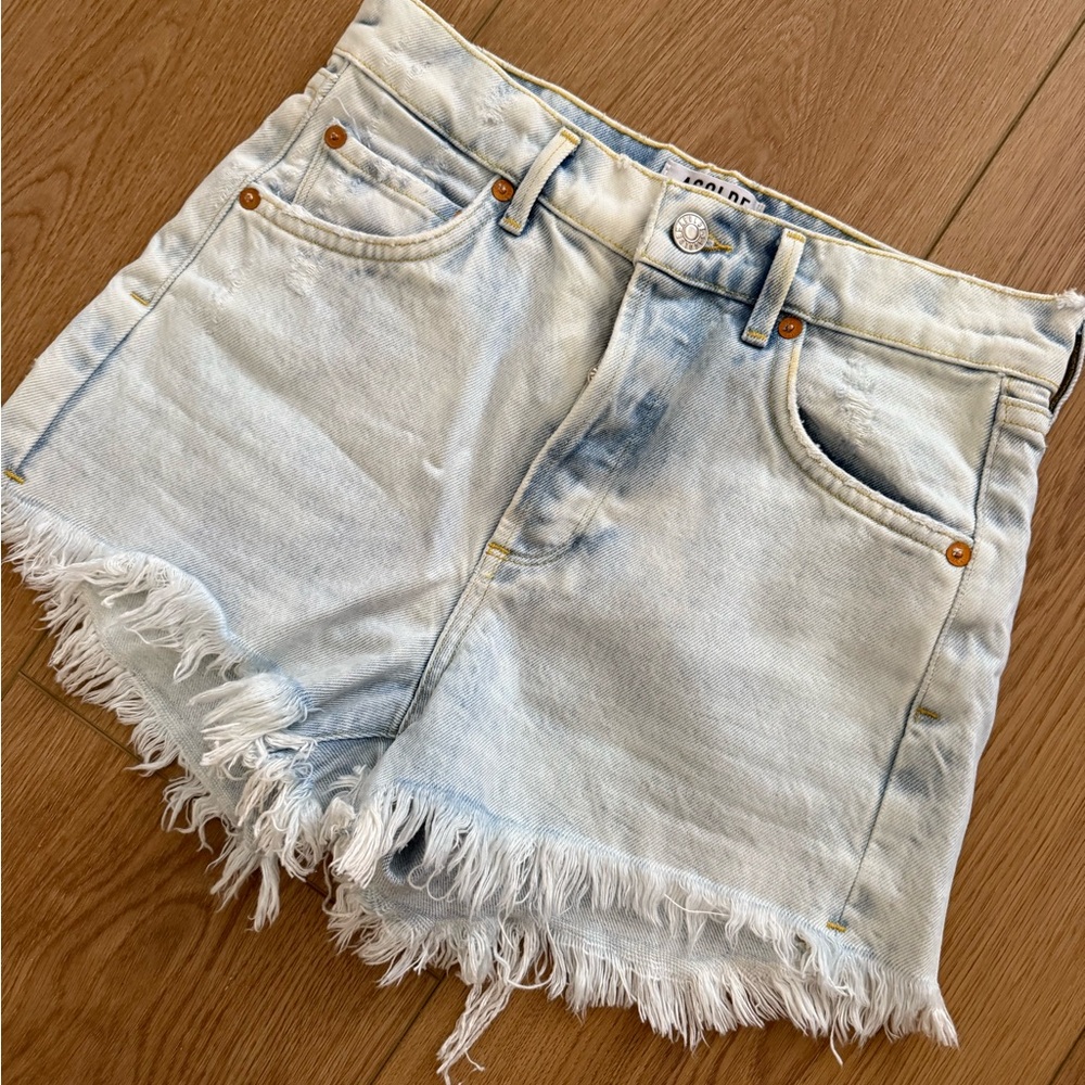 AGOLDE  Blue Denim Frayed Shorts